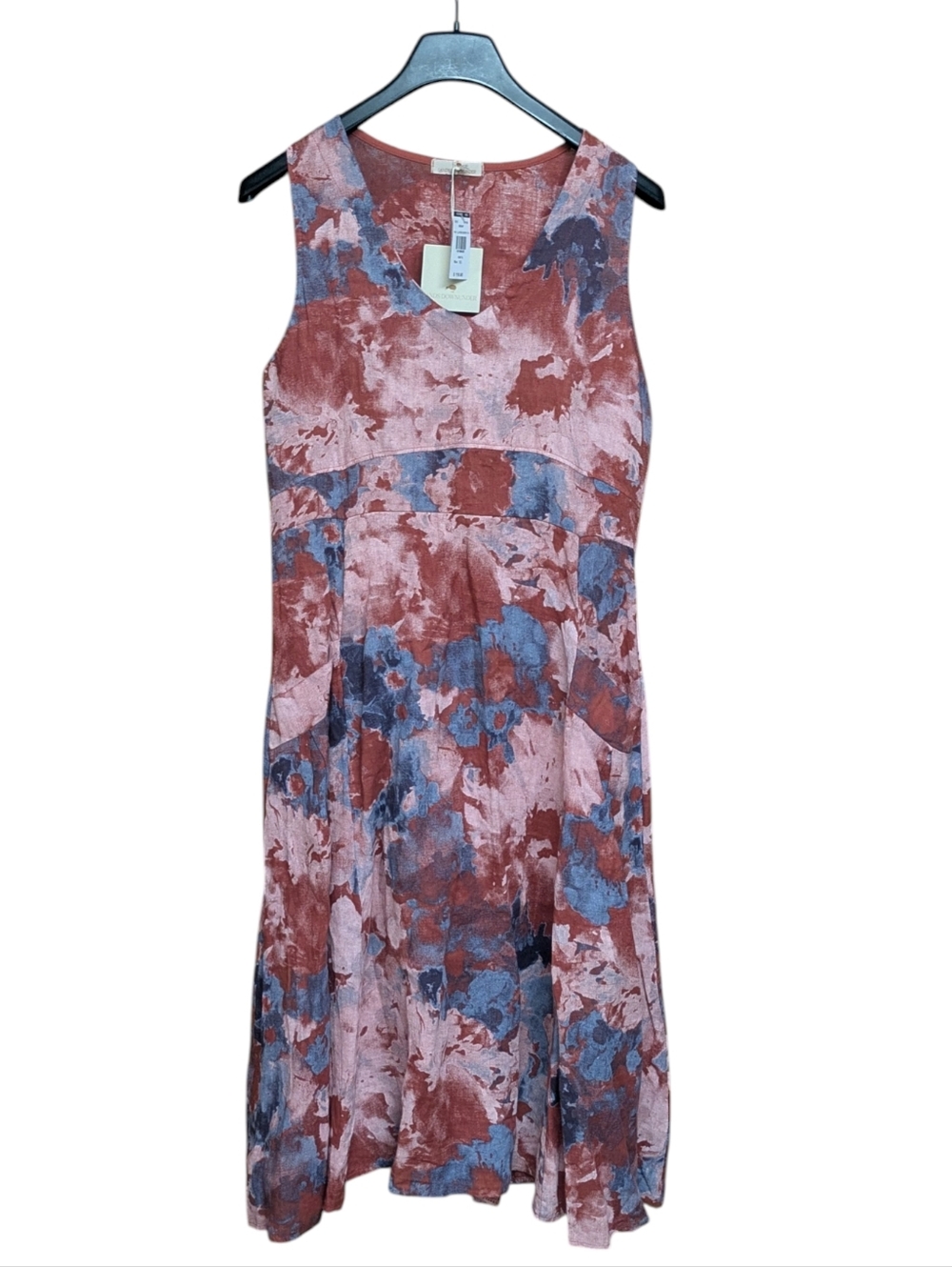 Lands Downunder 100% Linen Brick Watercolor Lagenlook Sundress Size XL